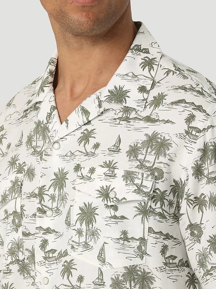 WRANGLER MEN'S COCONUT COWBOY SNAP FRONT CAMP SHIRT - Image 3