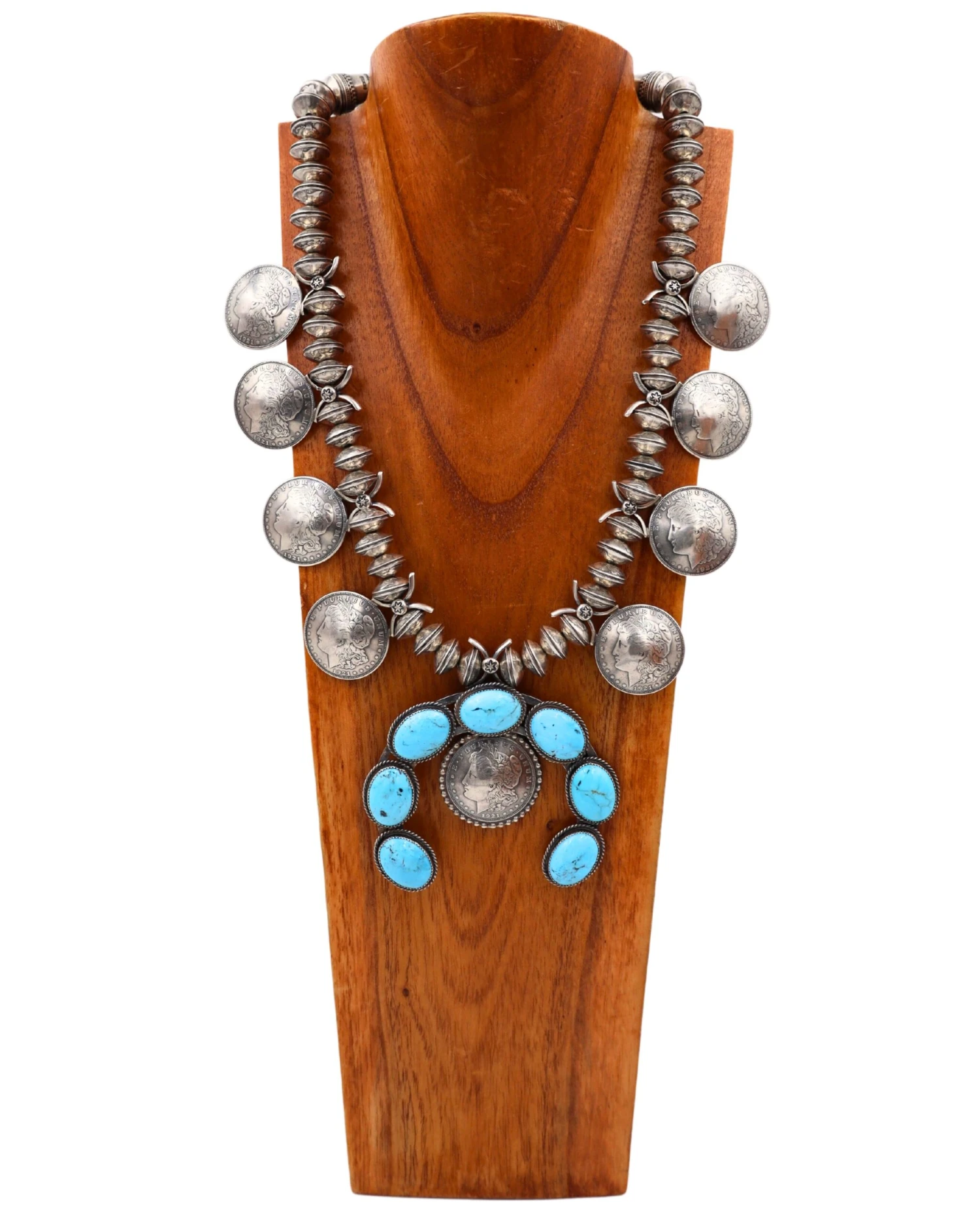 LARGE TURQUOISE NAJA & COINS NECKLACE - Image 2