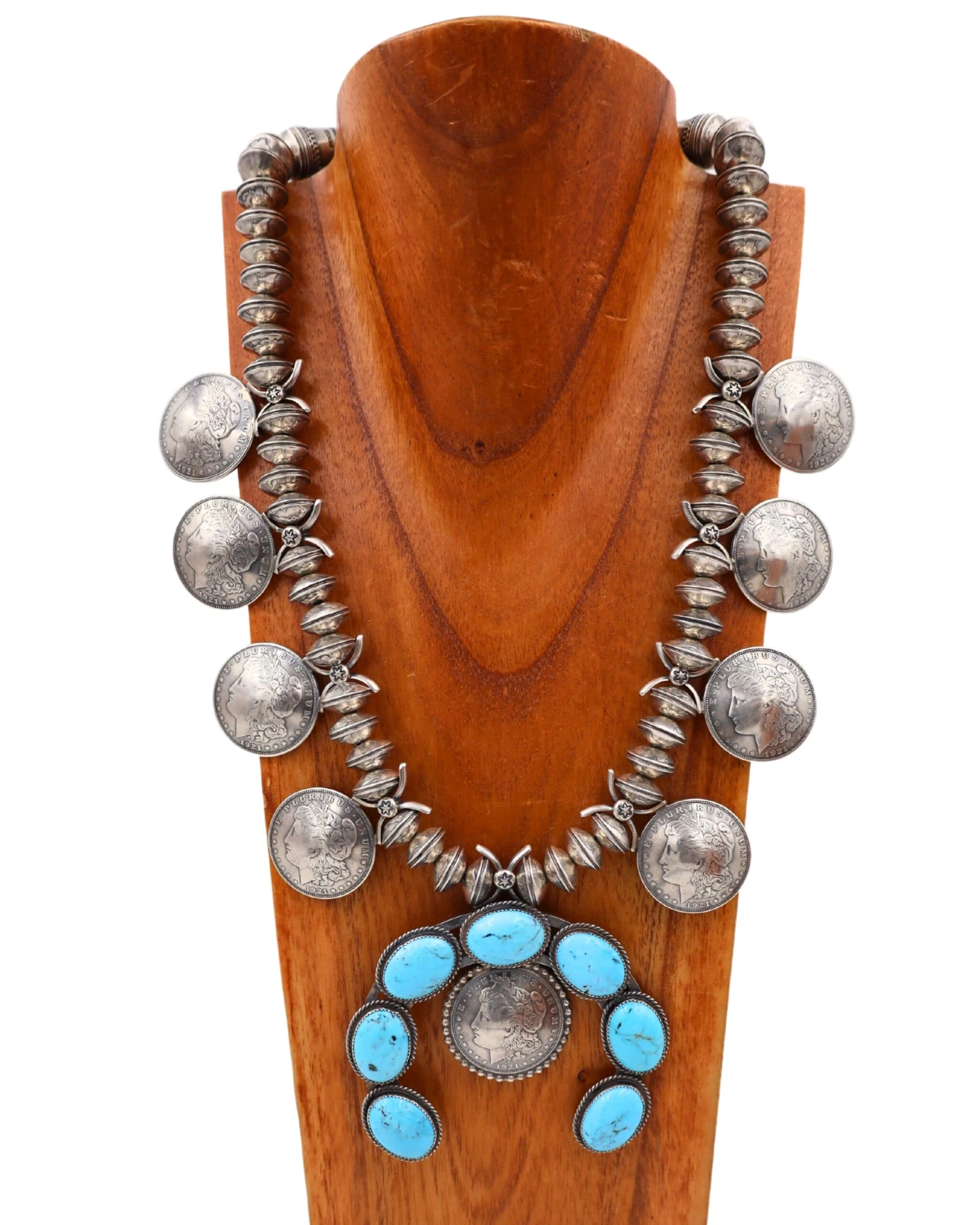 LARGE TURQUOISE NAJA & COINS NECKLACE