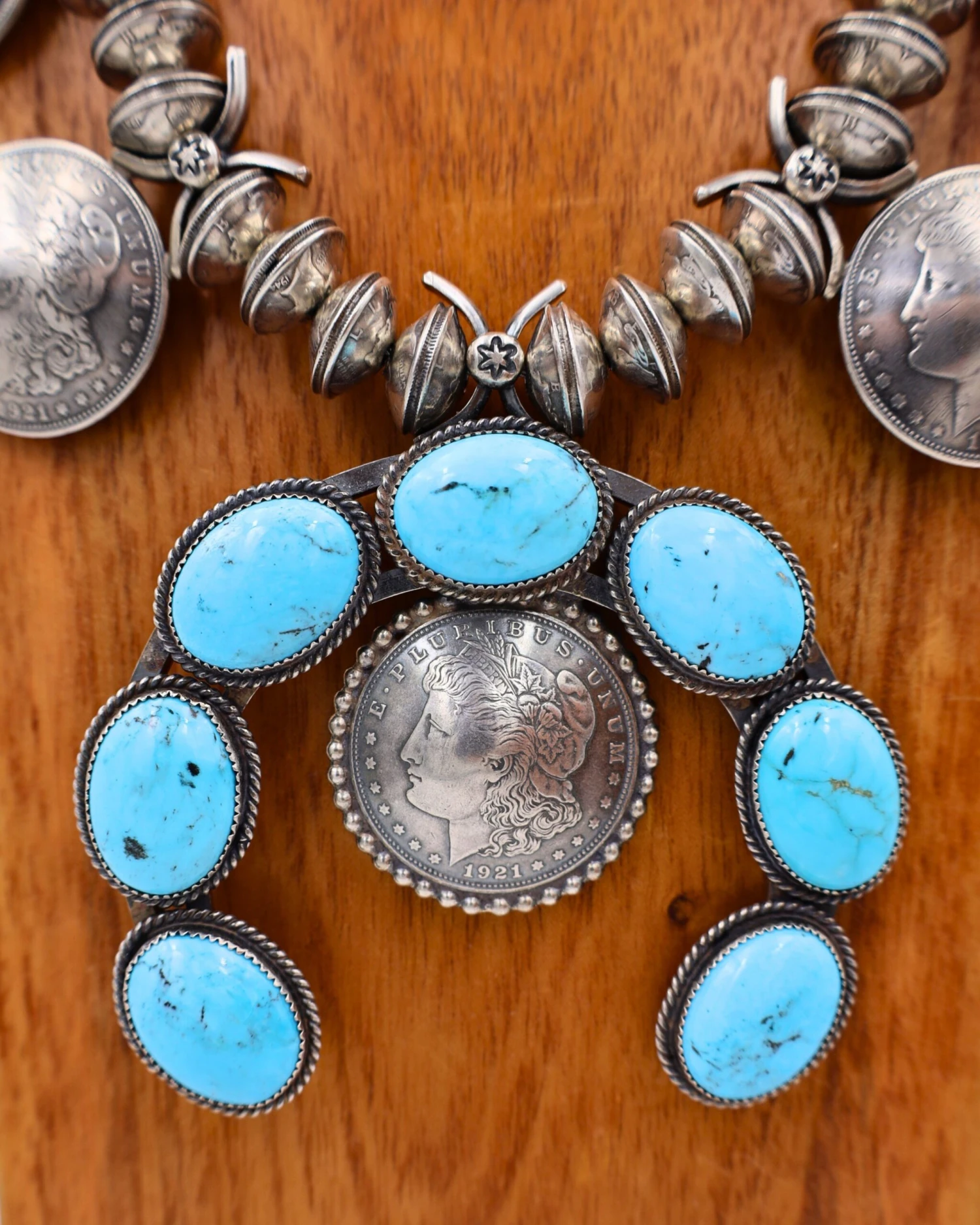 LARGE TURQUOISE NAJA & COINS NECKLACE - Image 3