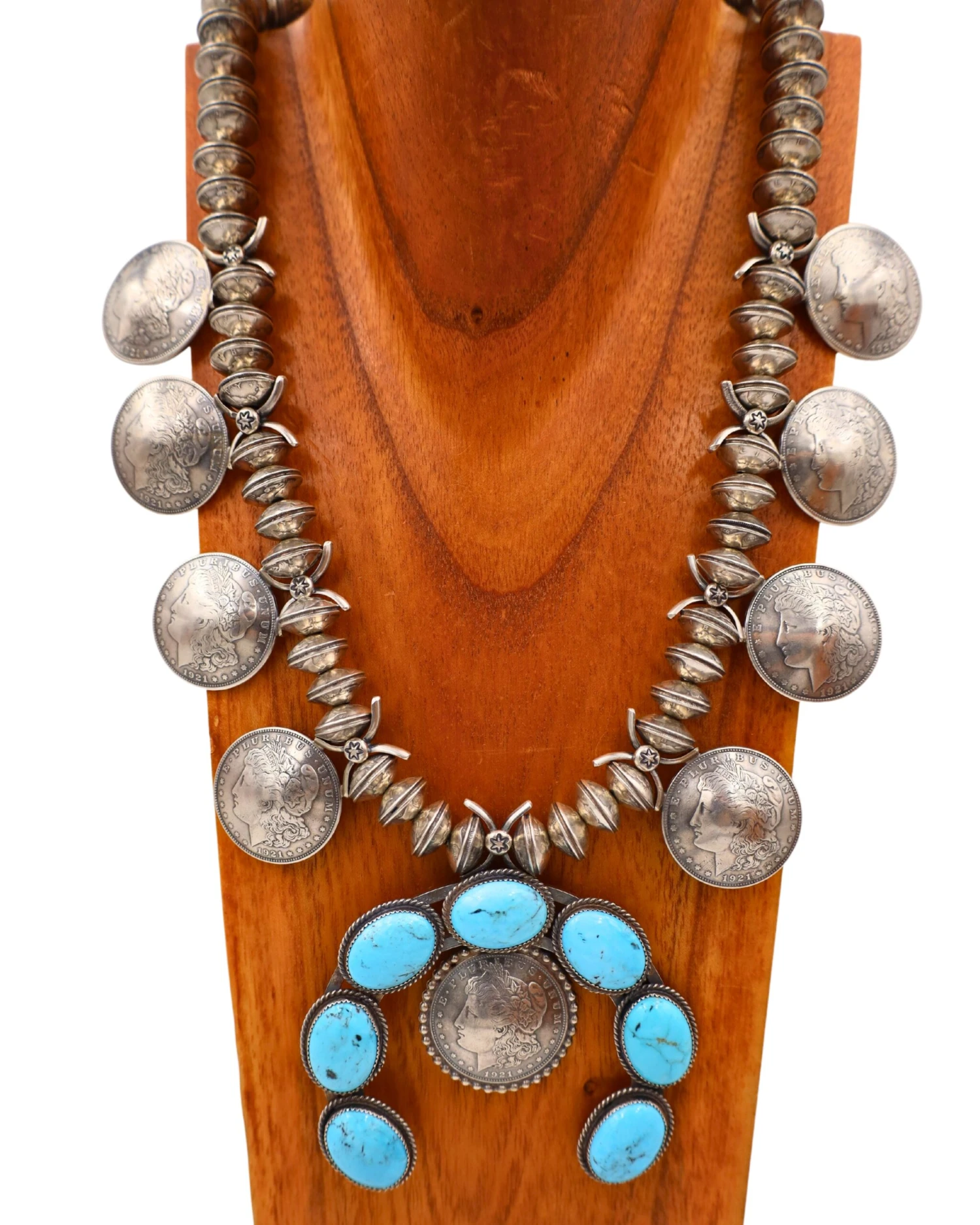LARGE TURQUOISE NAJA & COINS NECKLACE - Image 4