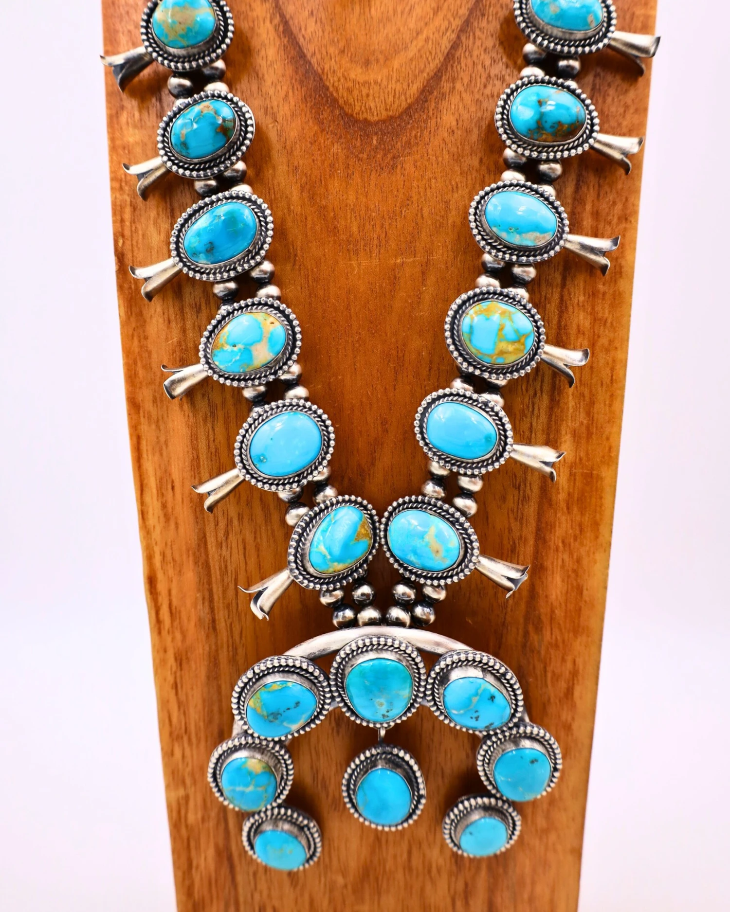 LARGE TURQUOISE SQUASH BLOSSOM NECKLACE - Image 3