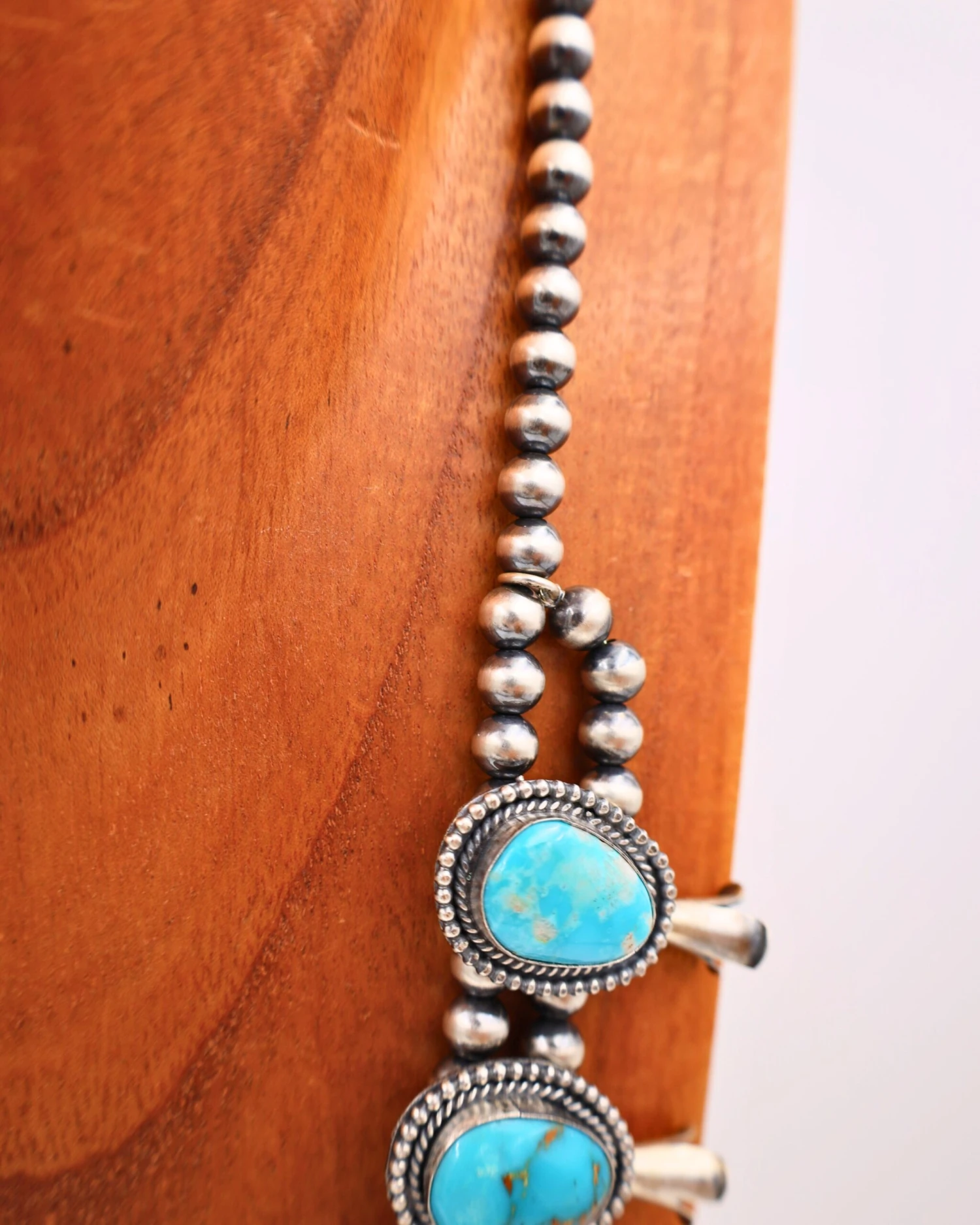 LARGE TURQUOISE SQUASH BLOSSOM NECKLACE - Image 7