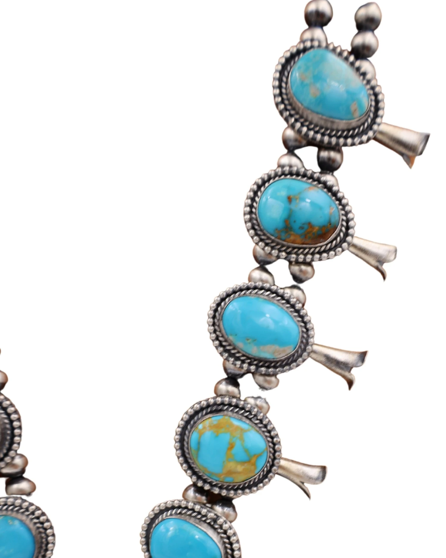 LARGE TURQUOISE SQUASH BLOSSOM NECKLACE - Image 8