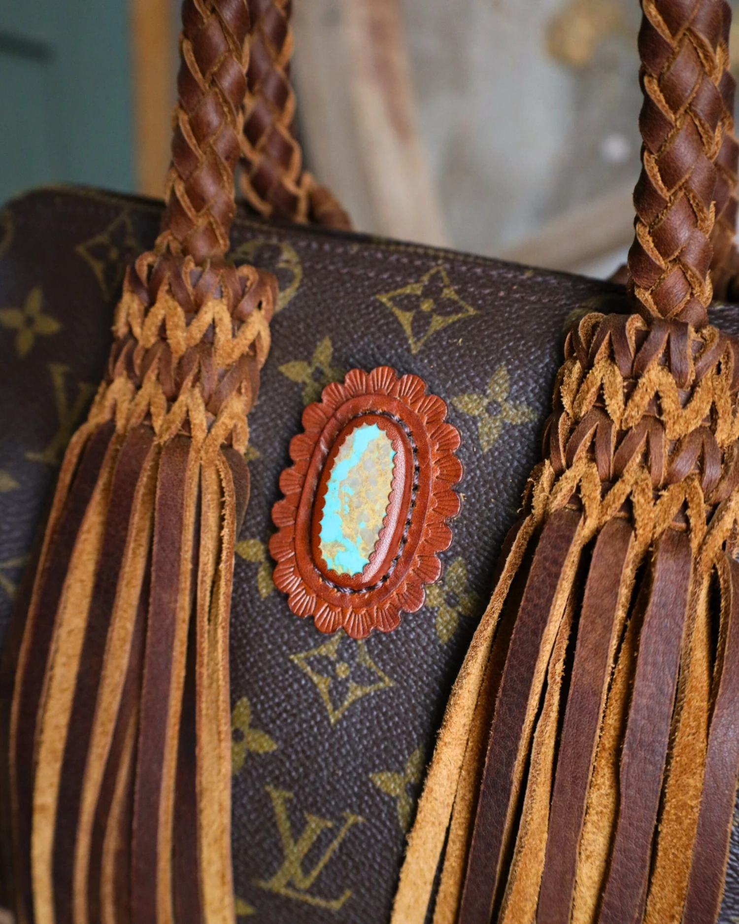 LEATHER AND VODKA SPEEDY 25 CAMEL 30CT TYRON TURQUOISE BAG - Image 6