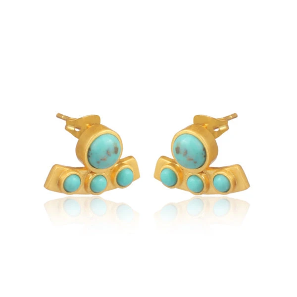 CHRISTINA GREENE TURQUOISE CURVED BAR STUDS EARRINGS - Image 3