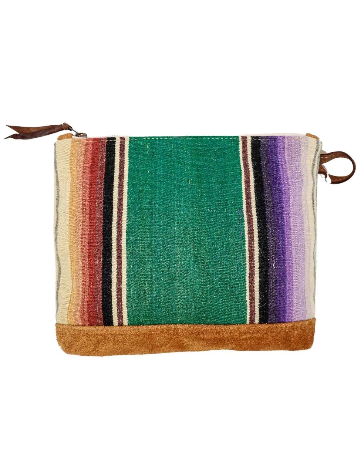 TOTEM SALVAGED ZIP SERAPE LEATHER APPLIQUE POUCH - Image 2