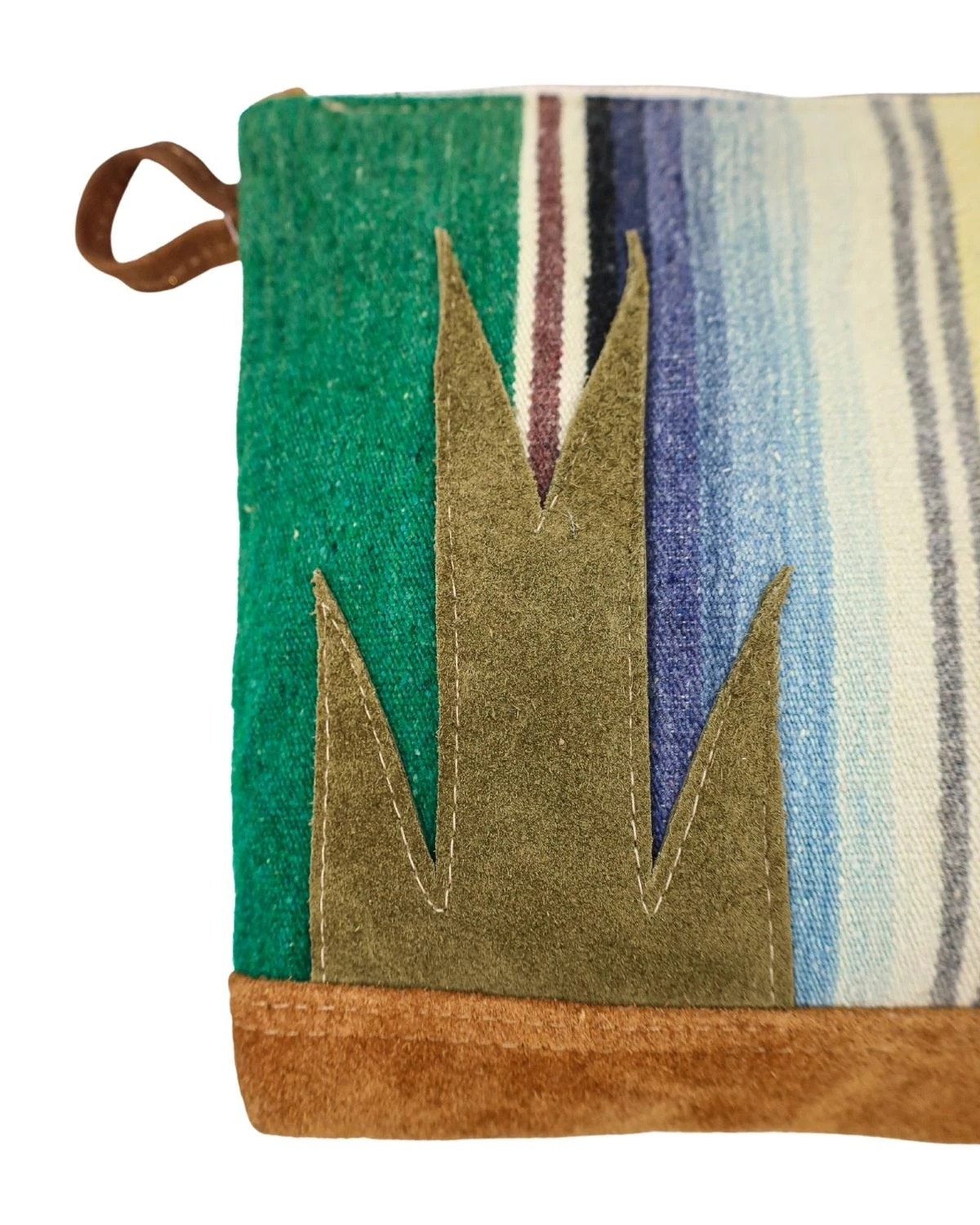 TOTEM SALVAGED ZIP SERAPE LEATHER APPLIQUE POUCH - Image 3
