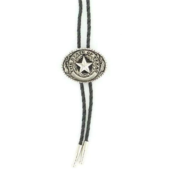 TEXAS SEAL SILVER AND BLACK BOLO TIE