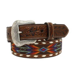 NOCONA MEN'S BUCK LACED RIBBON INLAY WESTERN BELT