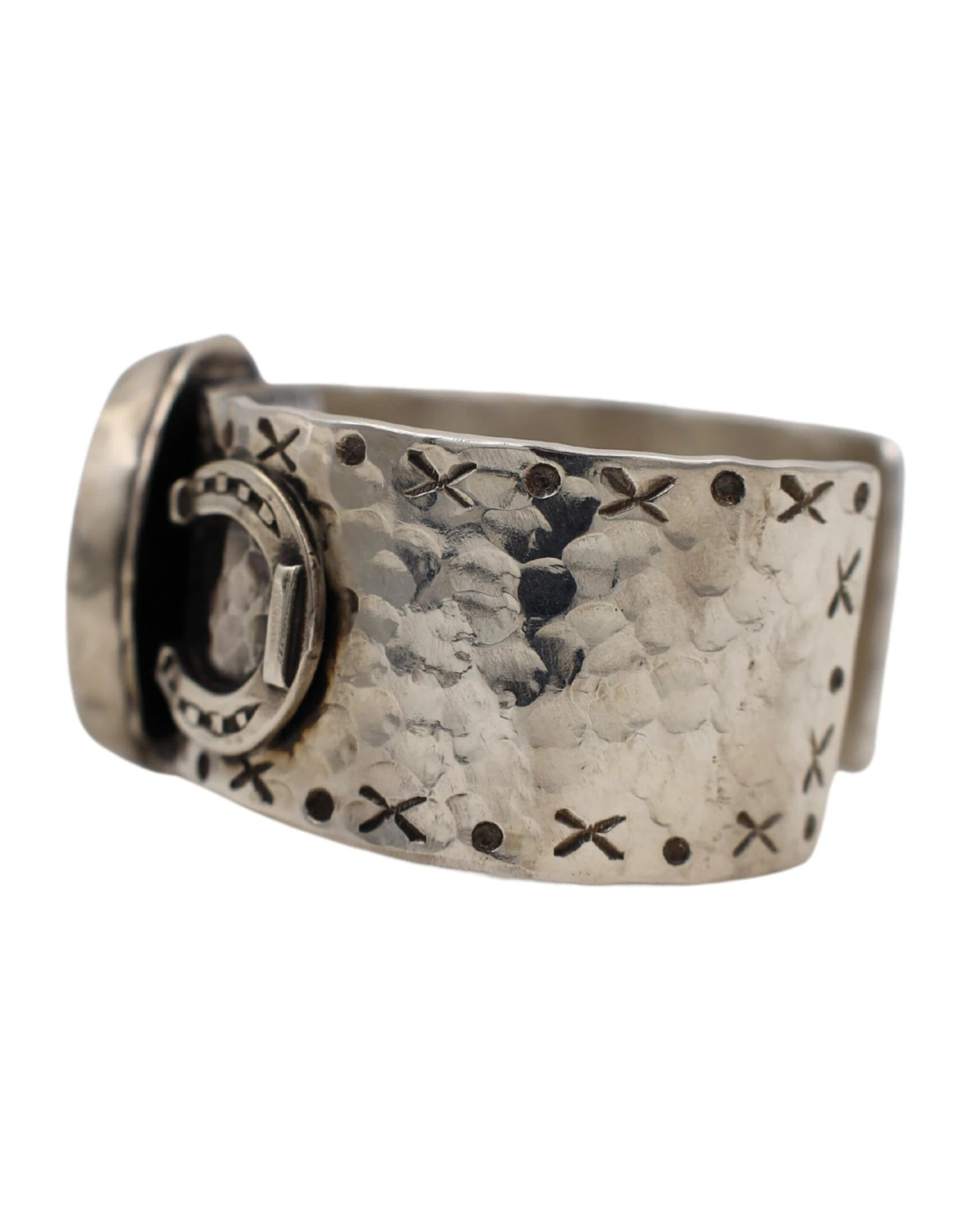 RICHARD SCHMIDT LARGE KINGMAN TURQUOISE HORSESHOES CUFF - Image 5