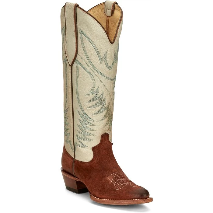JUSTIN WOMEN'S CLARA BROWN AND WHITE BOOT - Image 4