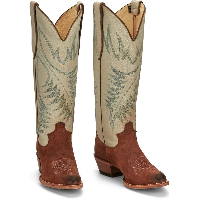 JUSTIN WOMEN'S CLARA BROWN AND WHITE BOOT - Image 3