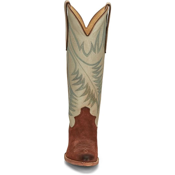 JUSTIN WOMEN'S CLARA BROWN AND WHITE BOOT - Image 9