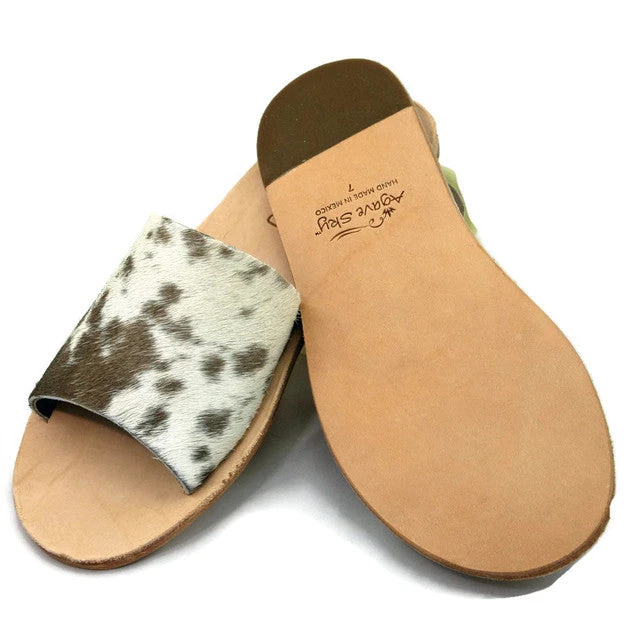 AGAVE SKY COWHIDE SLIDE SANDAL- CHOCOLATE - Image 2