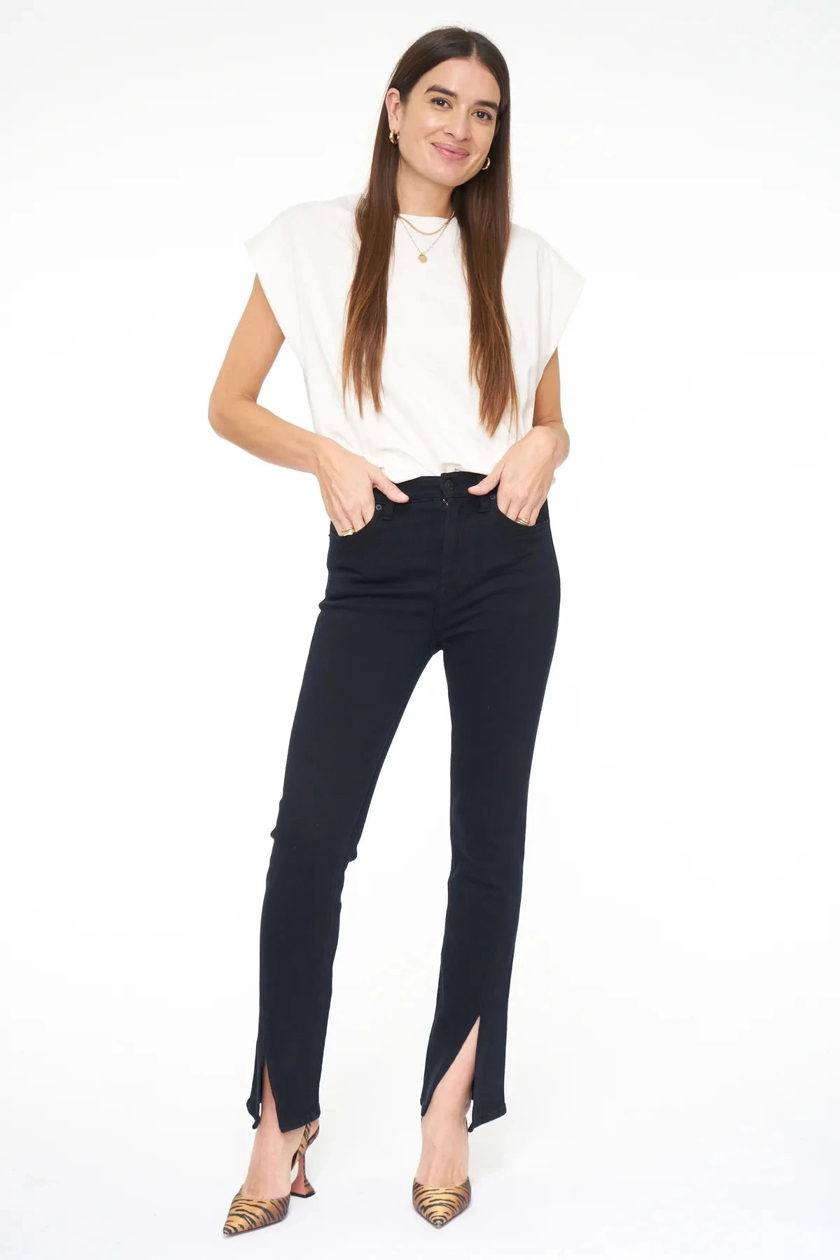 PISTOLA WOMEN'S TEAGAN HIGH RISE VENTED STRAIGHT - DARK VINYL - Image 3