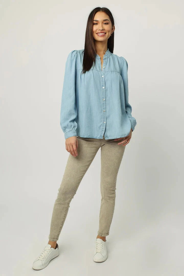 DEAR JOHN WOMEN'S KYLIE LONG SLEEVE SHIRT AIRY BLUE - Image 2