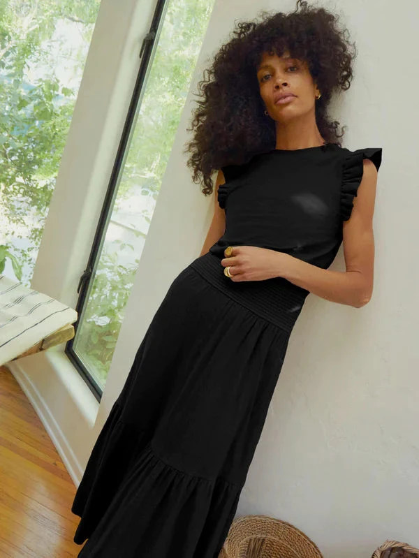 NATION YASMINE MIDI SKIRT- JET BLACK - Image 3