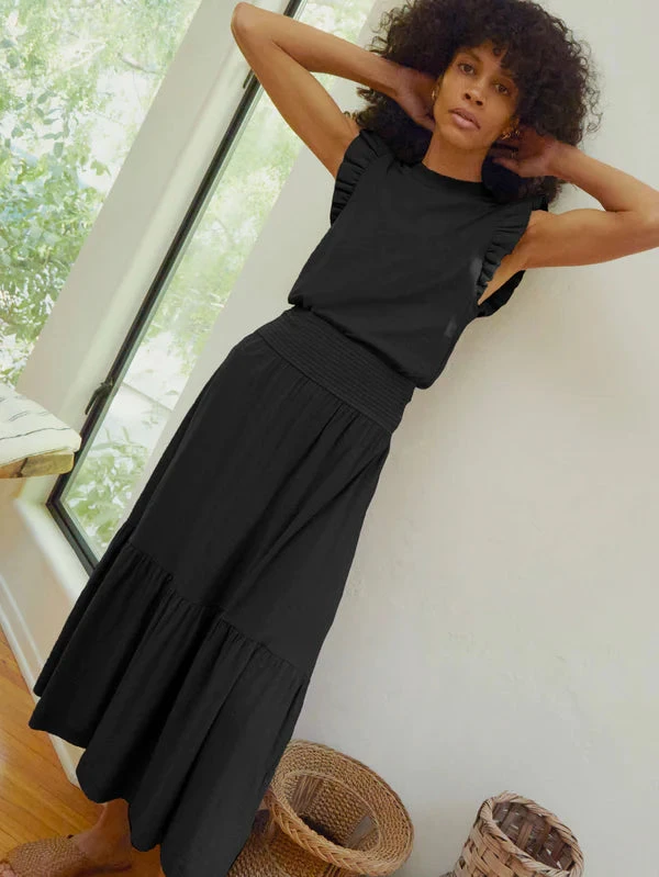 NATION YASMINE MIDI SKIRT- JET BLACK - Image 5