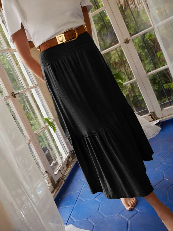 NATION YASMINE MIDI SKIRT- JET BLACK - Image 4