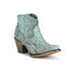 Corral Boots Corral Women's Full Python Turquoise Round Toe Booties