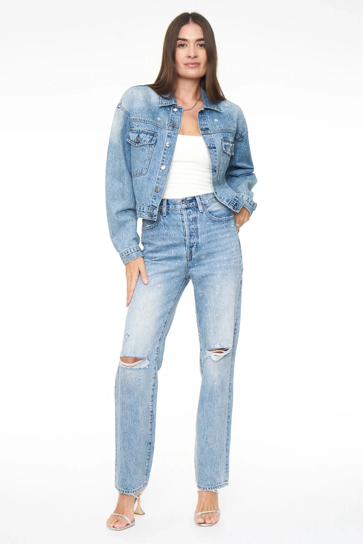 PISTOLA WOMEN'S CASSIE SUPER HIGH RISE STRAIGHT LEG - CITY LIGHTS DISTRESSED - Image 2