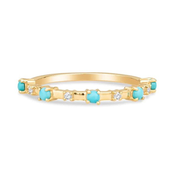 ALYSSA 14K TURQUOISE DAINTY RING WITH WHITE DIAMONDS
