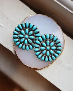 TURQUOISE ROUND MEDALLION EARRINGS