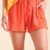 UMGEE LINEN BLEND FRAYED HEM SHORT
