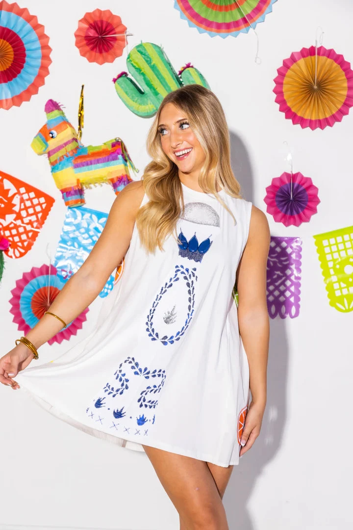 QUEEN OF SPARKLES LIME & TEQUILA TANK DRESS