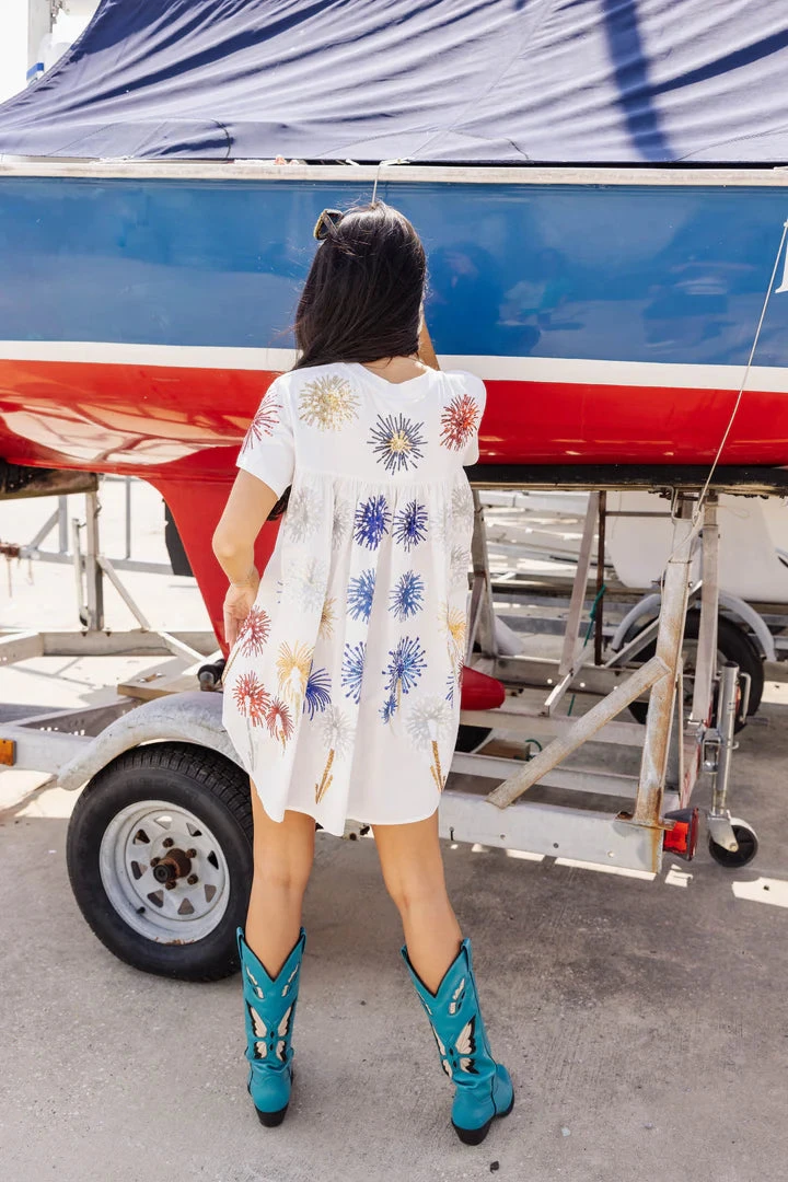 QUEEN OF SPARKLES USA POPPING CHAMPAGNE TEE DRESS - Image 2