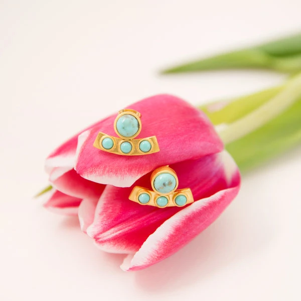 CHRISTINA GREENE TURQUOISE CURVED BAR STUDS EARRINGS - Image 4